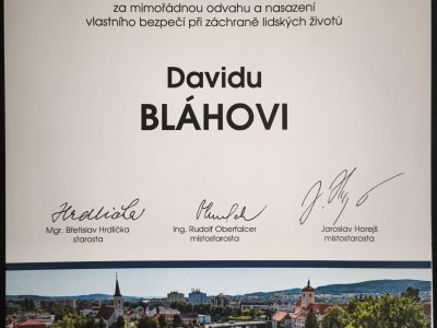 Strakoničtí záchranáři obdrželi poděkování od města Strakonice